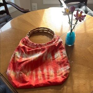 Lands’ End NWT Tie-Dye Bamboo Handle Bag Reversible